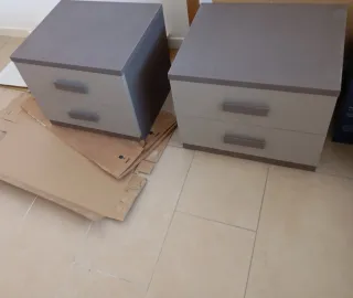 Set 2 Comodini Grigio e Bianco