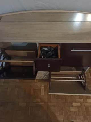 Mueble recibidor zapatero madera y cristal