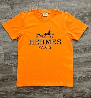 Camiseta Hermes Naranja Talla S Algodón Grueso