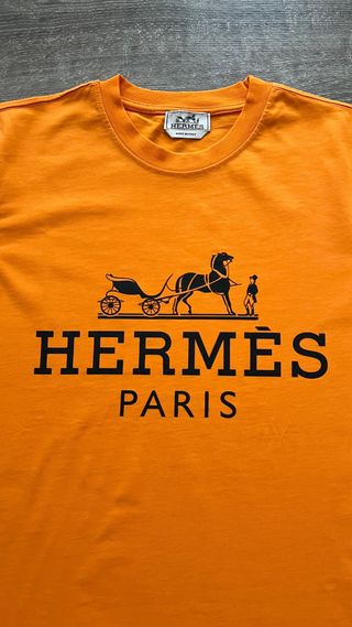 Camiseta Hermes Naranja Talla S Algodón Grueso