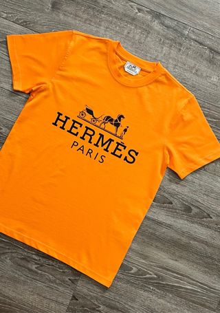 Camiseta Hermes Naranja Talla S Algodón Grueso
