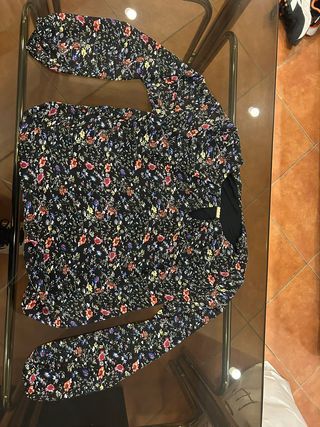 Blusa nera a fiori colorati donna M/L