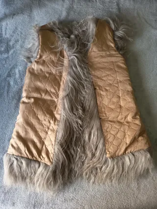 Chaleco ropa de pelo lana y piel cordero auténtica
