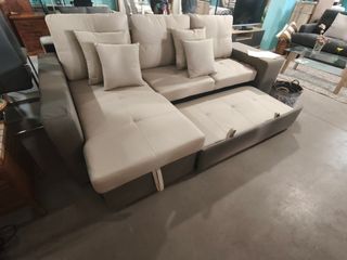 Sofá Chaiselongue Beige y Gris Nuevo