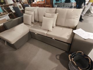 Sofá Chaiselongue Beige y Gris Nuevo