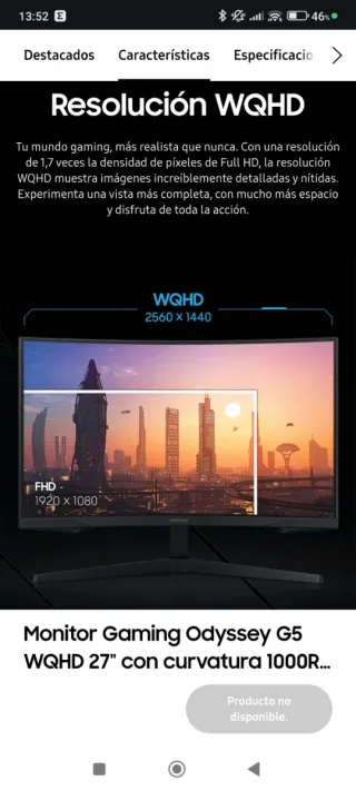 Monitor Curvo Gaming Samsung Odyssey G5 27