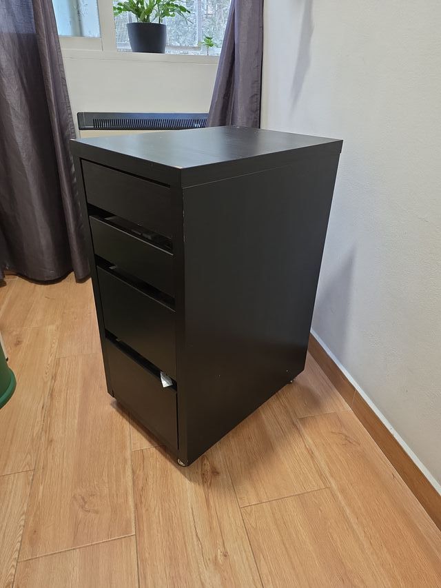 Cajonera escritorio Ikea negra