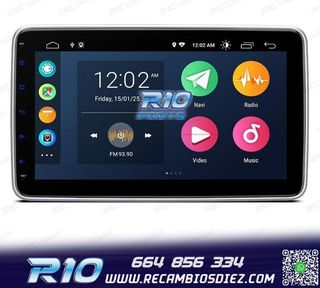 RADIO GPS ANDROID 14 GPS 1DIN LCD TÁCTIL 10"