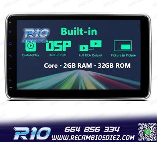 RADIO GPS ANDROID 14 GPS 1DIN LCD TÁCTIL 10"