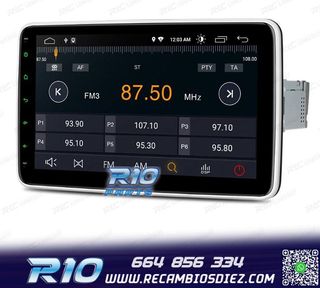 RADIO GPS ANDROID 14 GPS 1DIN LCD TÁCTIL 10"