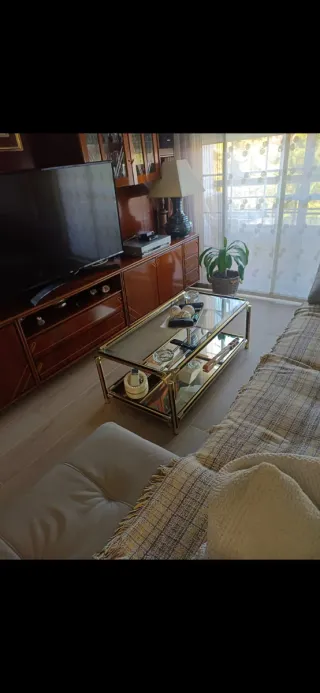 Mesa de centro salón cristal y metal