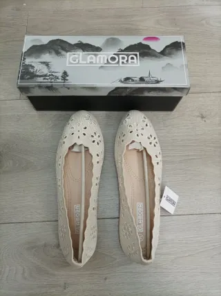 Zapatos Planos Glamora Floral Calado Talla 39