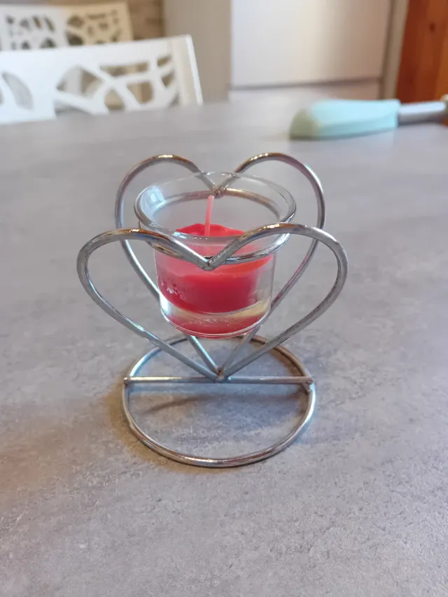 Portacandele cuore vetro e metallo