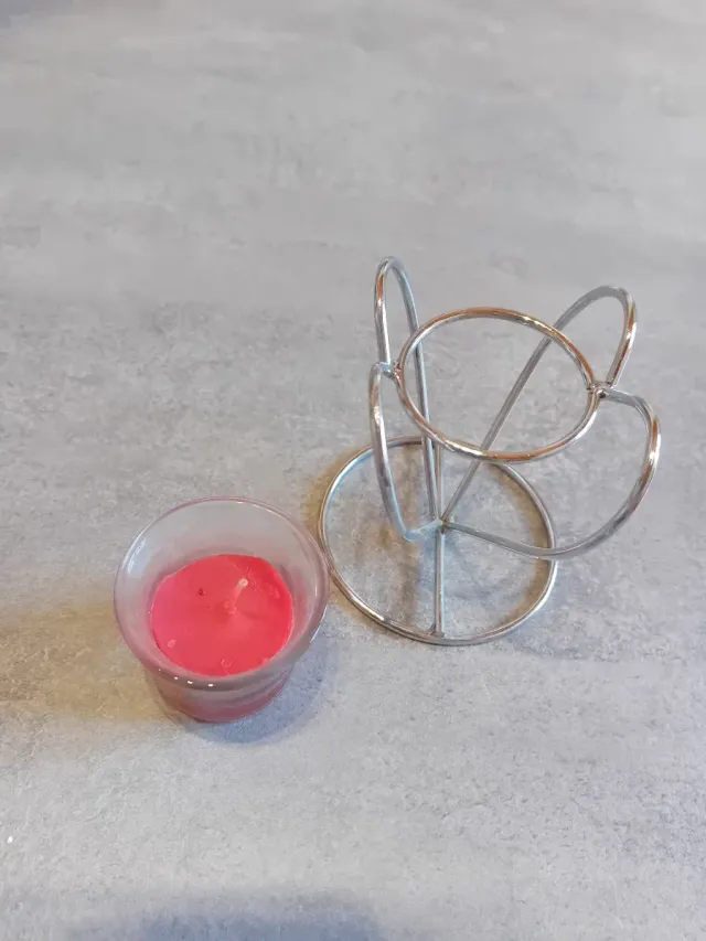 Portacandele cuore vetro e metallo