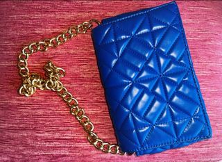 Bolso de hombro azul con cadena dorada SHEIN