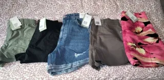 Lote 4 Pantalones Cortos+1 Falda NUEVO de H&M T-38