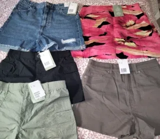 Lote 4 Pantalones Cortos+1 Falda NUEVO de H&M T-38