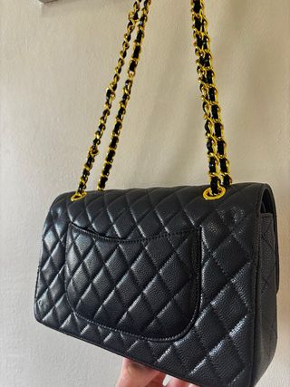 Bolso Chanel Clásico Negro Dorado