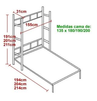 Cama Abatible Vertical NyC 135x190