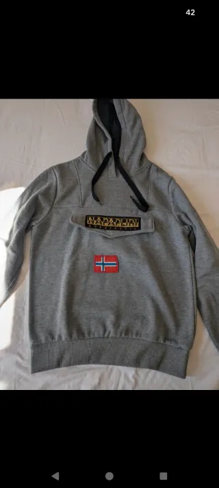 Felpa Napapijri grigia con cappuccio