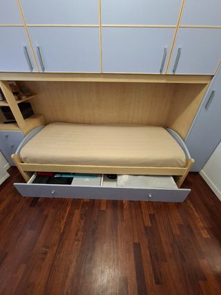 Letto singolo con contenitore e materasso