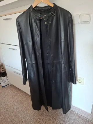 Abrigo de piel largo mujer negro