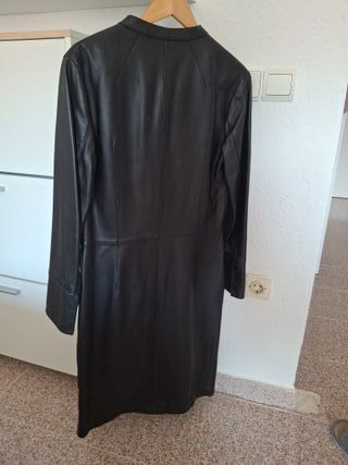 Abrigo de piel largo mujer negro
