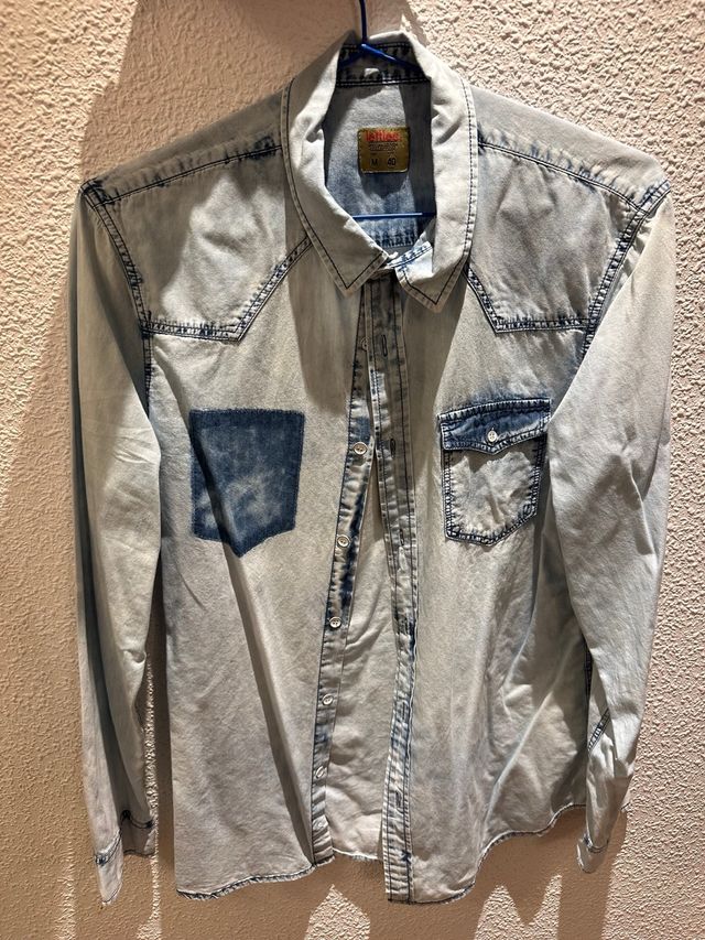 Camisa hombre tipo vaquera azul, talla M