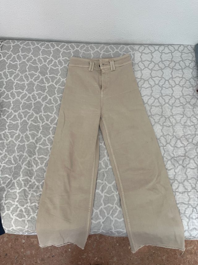 Pantalón ancho beige