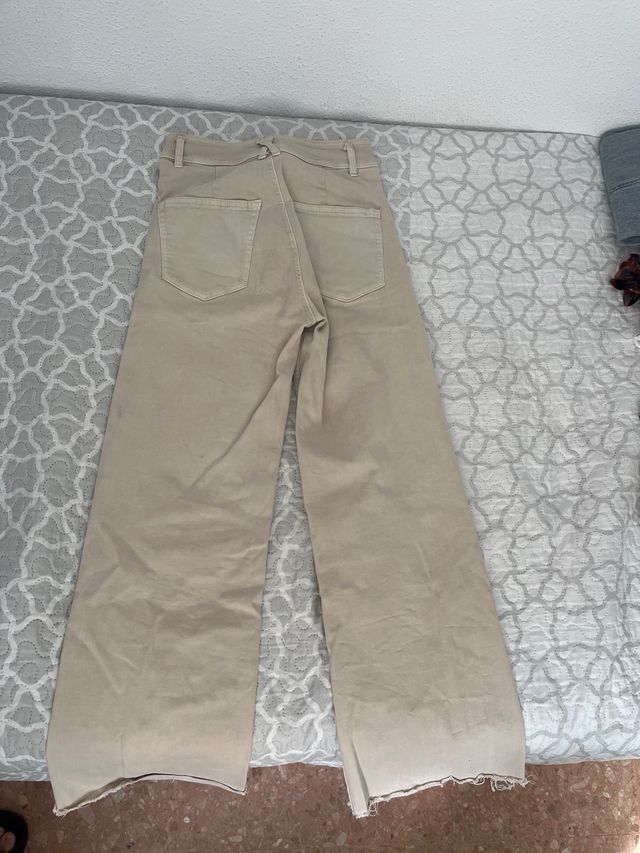 Pantalón ancho beige
