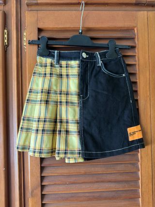 Minifalda Bershka cuadros y denim