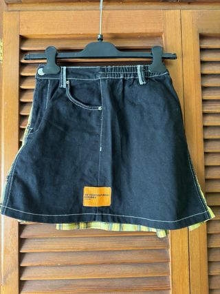 Minifalda Bershka cuadros y denim
