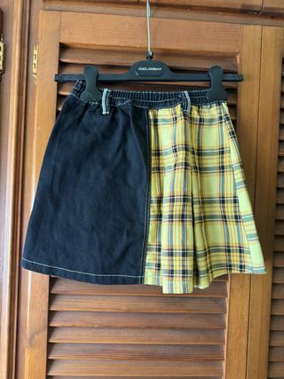 Minifalda Bershka cuadros y denim