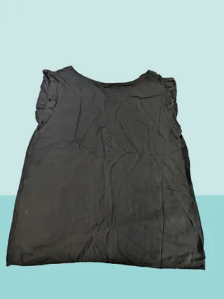 Blusa negra dama con volantes