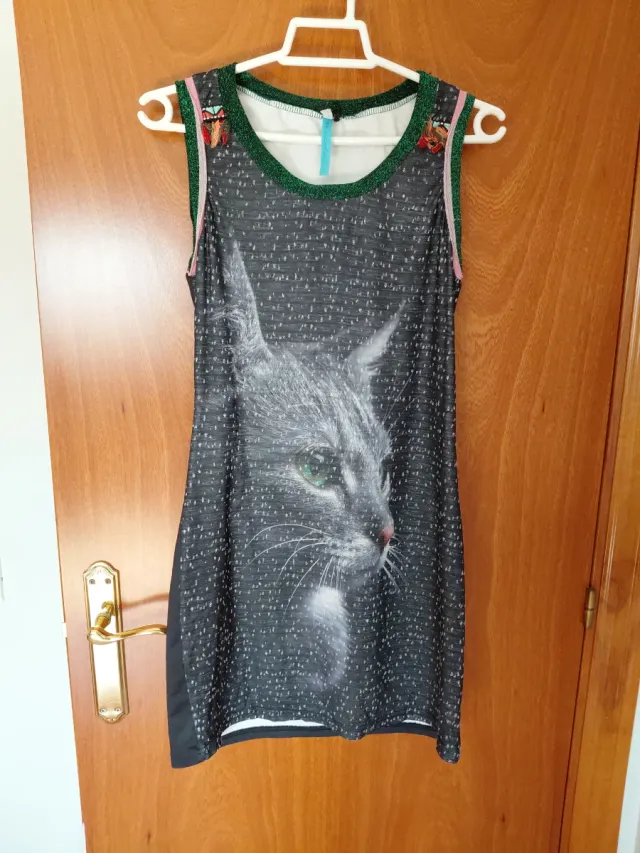 Vestido estampado gato talla única
