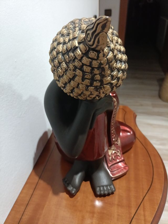 Figura Buda Cerámica Rojo Dorado