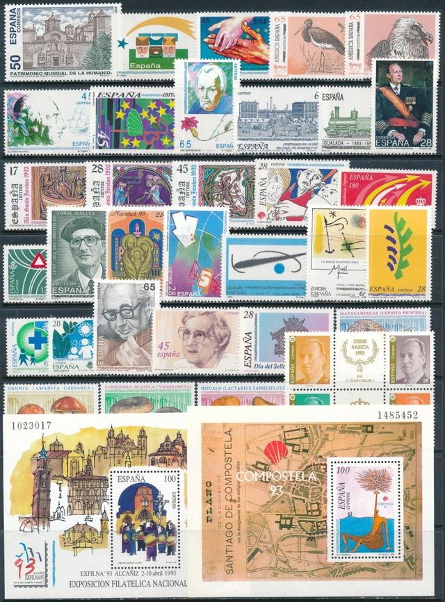 SELLOS DE ESPAÑA CORREOS AÑO 1993 COMPLETO NUEVO. 