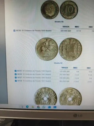 Monedas 10 céntimos de Ptas. España