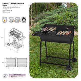 Barbecue a carbonella 107x58x94cm 2 griglie