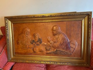 Cuadro repujado en cuero con marco madera
