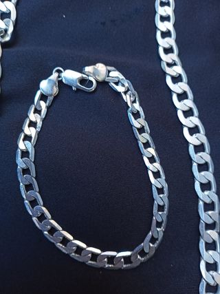 Conjunto Collar y Pulsera Plateado 