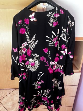 Vestito Talco nero con fiori rosa taglia M