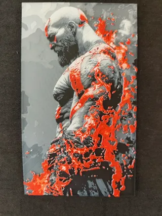 Arte Hueforge Kratos en Llamas