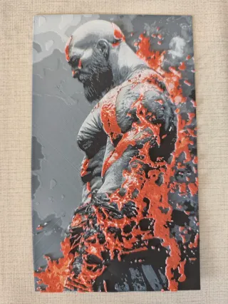 Arte Hueforge Kratos en Llamas