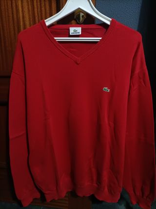 Jersey Lacoste V-Neck Rojo Talla XXL