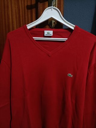 Jersey Lacoste V-Neck Rojo Talla XXL