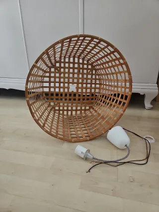 Pantalla lámpara bambú tejida