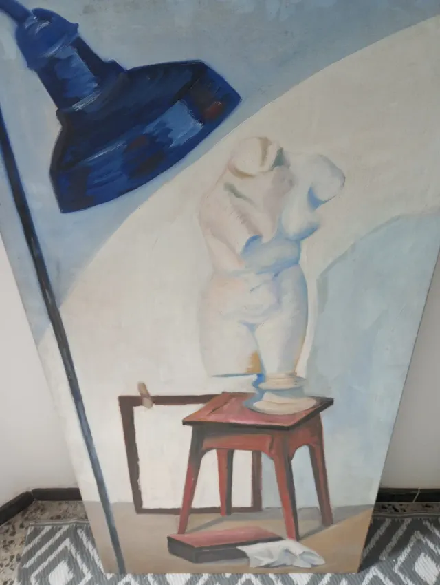 Cuadro al óleo hecho a mano sobre bastidor grande 