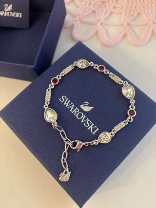 Pulsera Swarovski Cristal y Rubí Plata