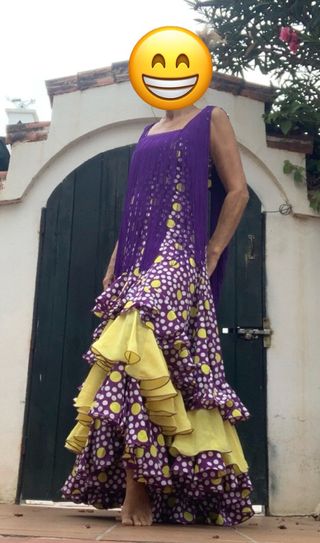 Vestido Flamenco Morado y Amarillo